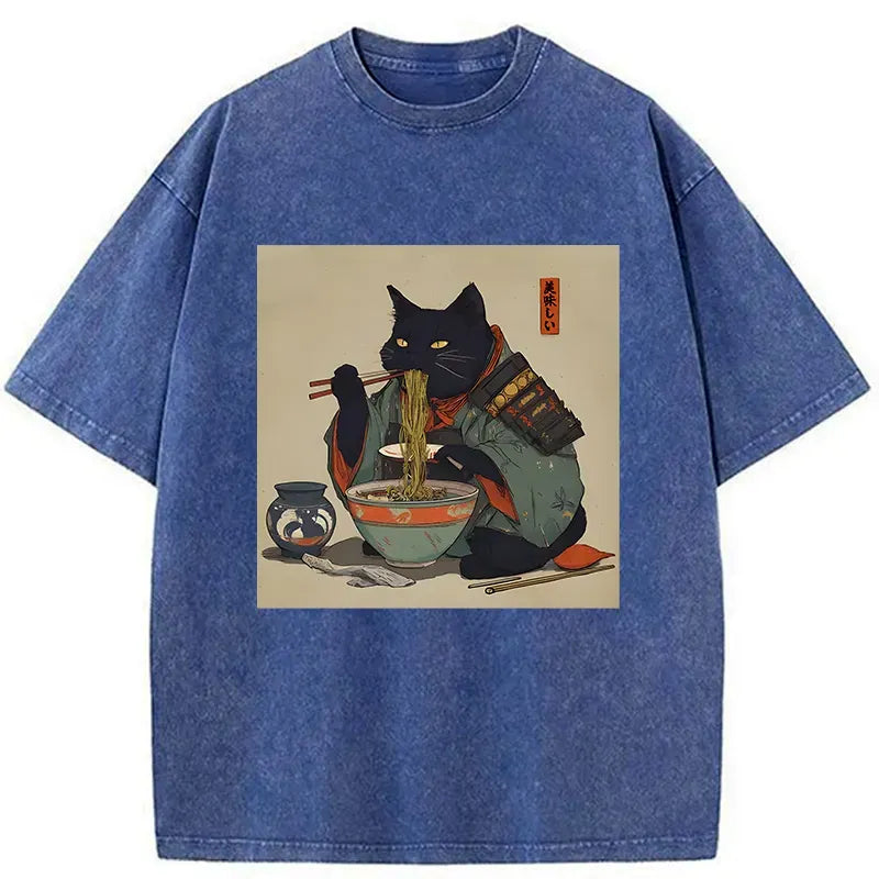 Ukiyo-e Ramen Cat Tee for Gift Idea