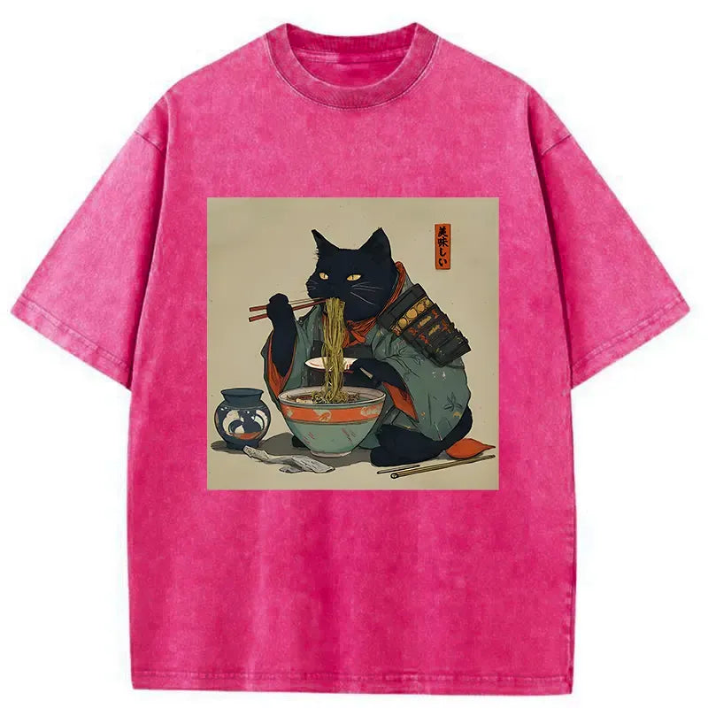 Ukiyo-e Ramen Cat Tee for Gift Idea