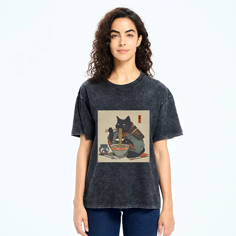 Ukiyo-e Ramen Cat Tee for Gift Idea
