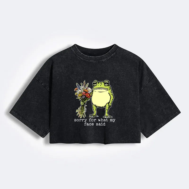 Japanese Frog Washed Crop Tee