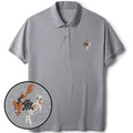 Kyoto-Lion Japanese Koi Embroidered Polo T-Shirt