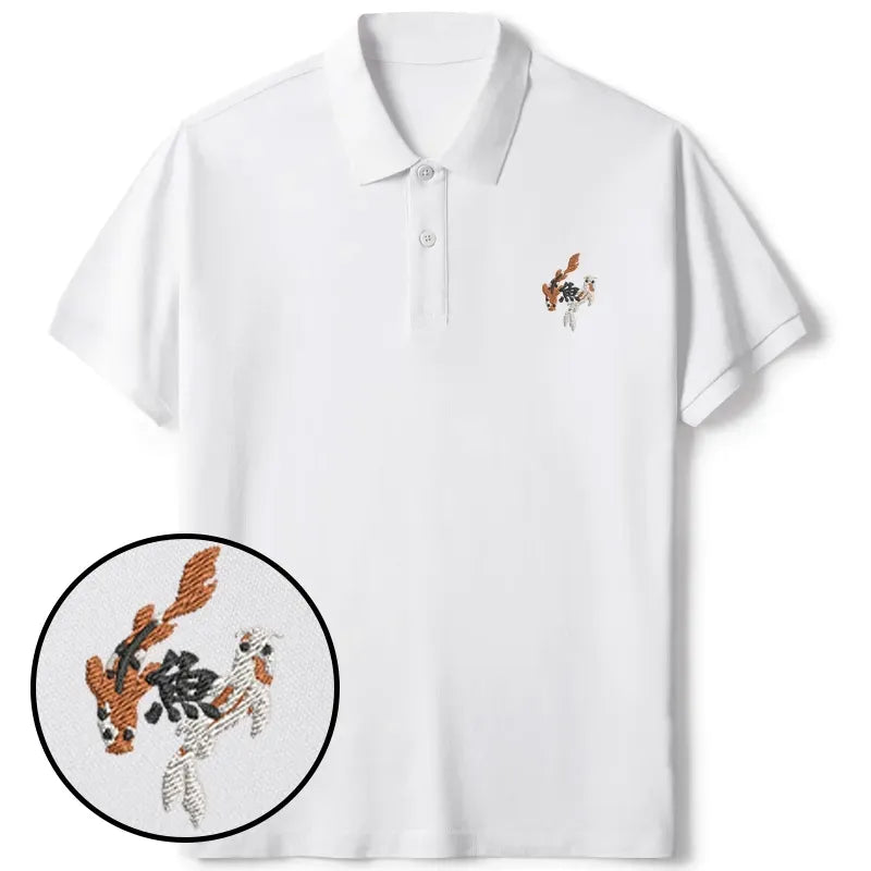 Kyoto-Lion Japanese Koi Polo for Streetwear