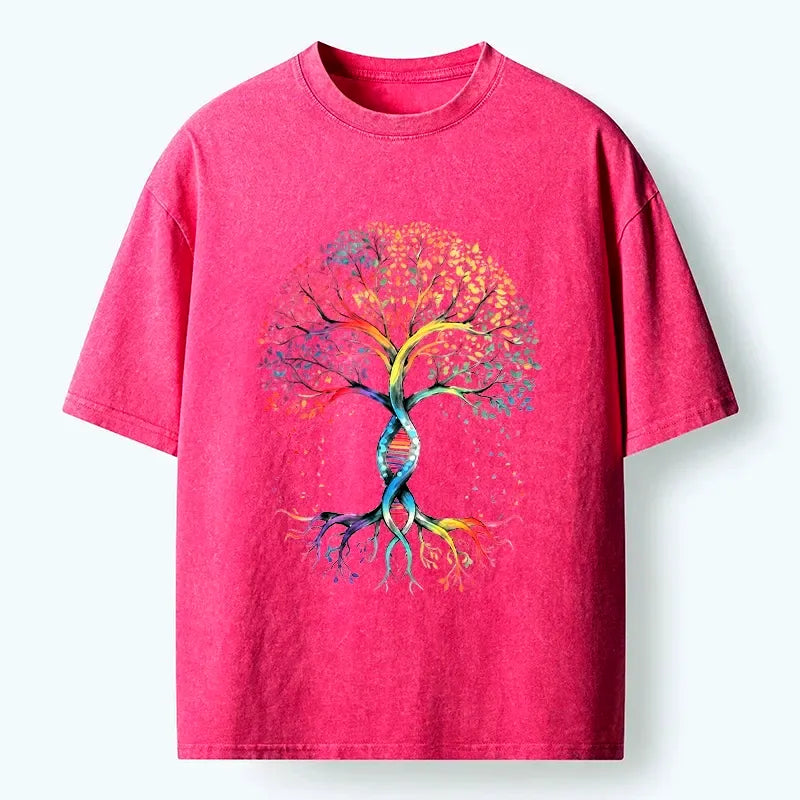 Kyoto-Lion Watercolor Pride Tree Artwork Washed T-Shirt