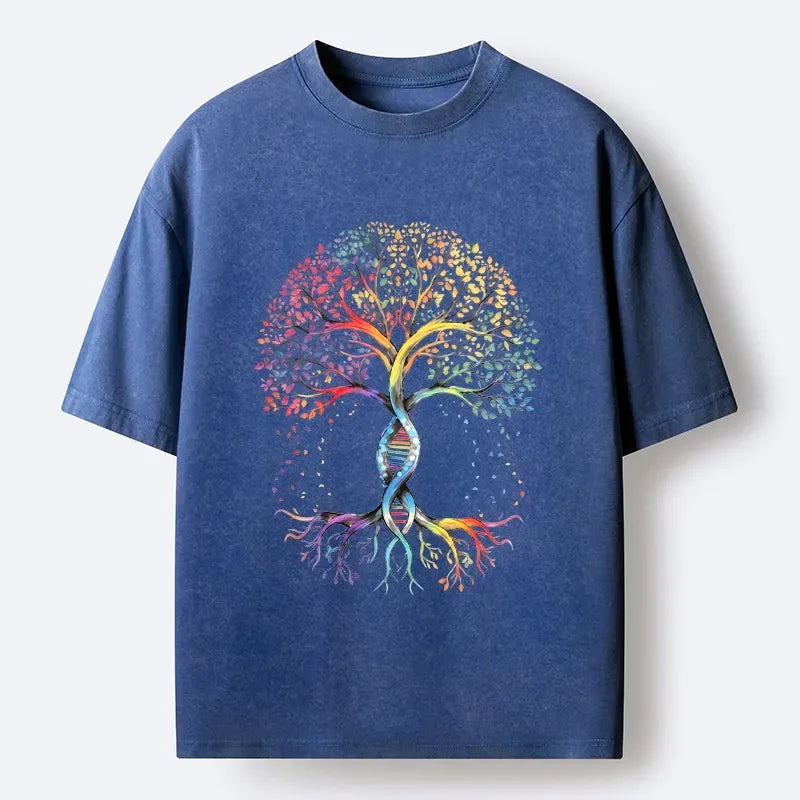 Kyoto-Lion Watercolor Pride Tree Artwork Washed T-Shirt