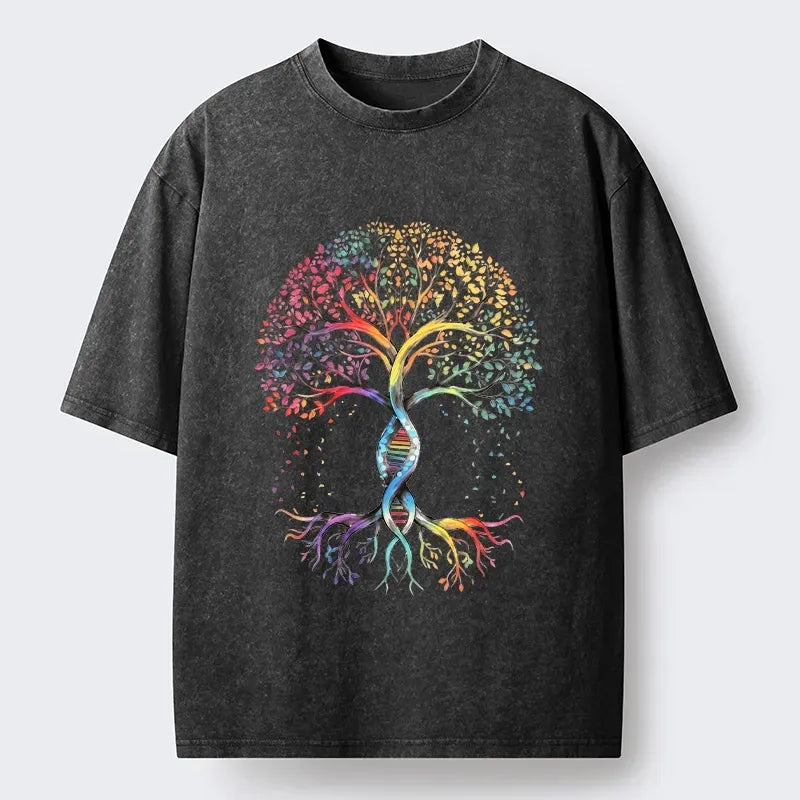 Kyoto-Lion Watercolor Pride Tree Artwork Washed T-Shirt