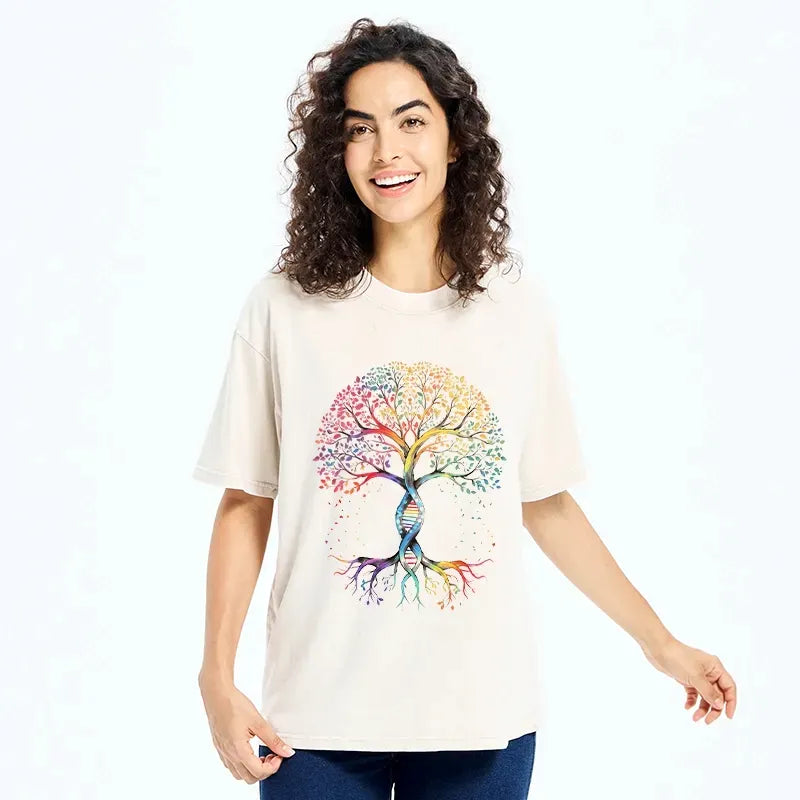 Kyoto-Lion Watercolor Pride Tree Artwork Washed T-Shirt