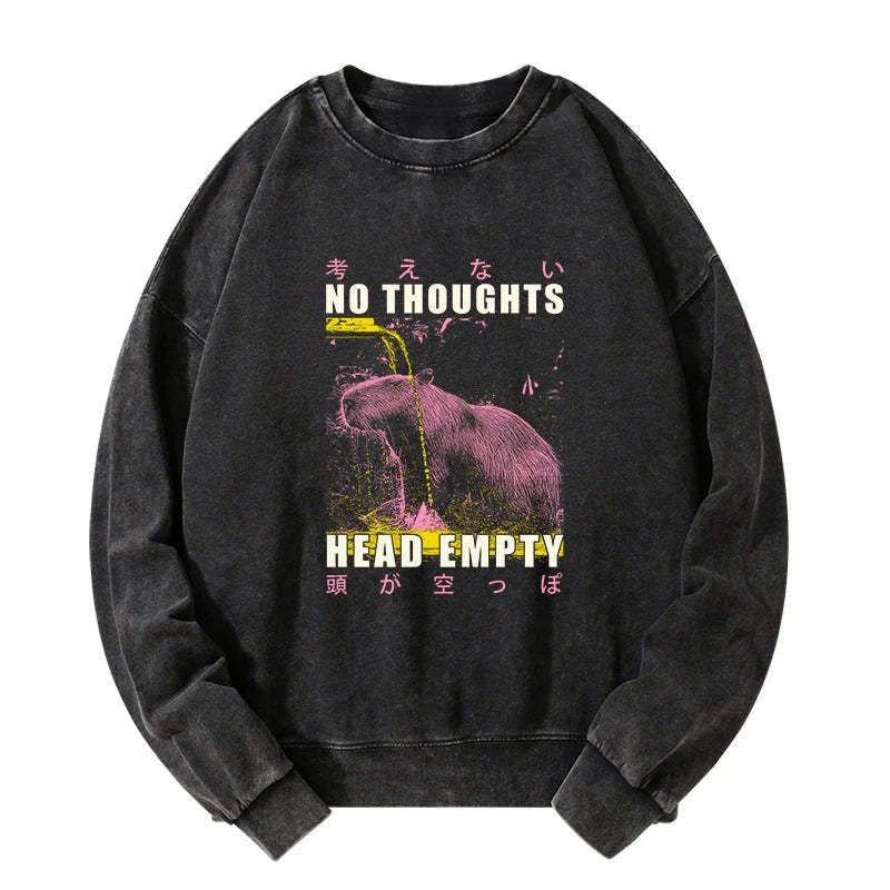 No Thoughts Head Empty Washed Sweatshirt