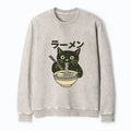 Black Cat Ramen Sweatshirt for Daily Wear
