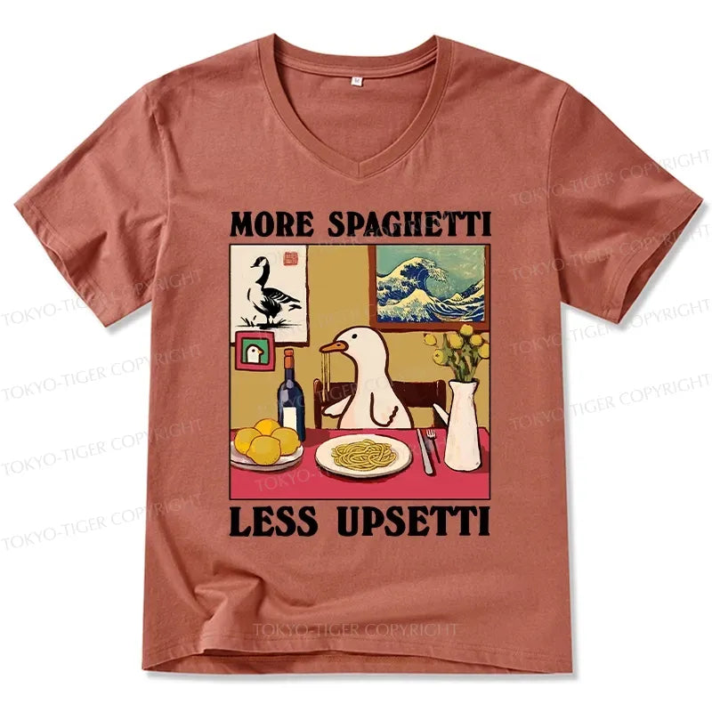 Kyoto-Lion More Spaghetti Less Upsetti Goose V-Neck Classic T-Shirt