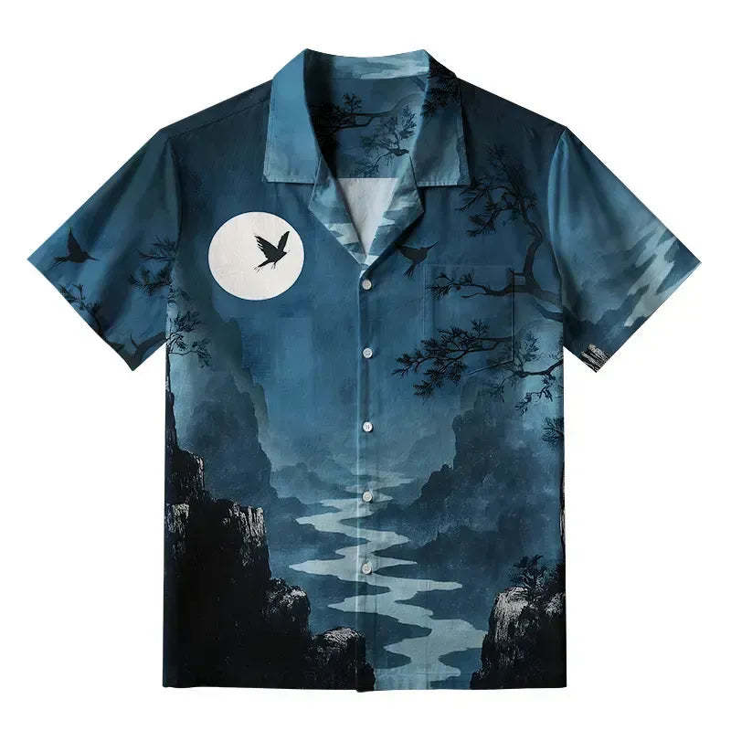 Japanese Vintage Aloha Shirt for Summer Vacation