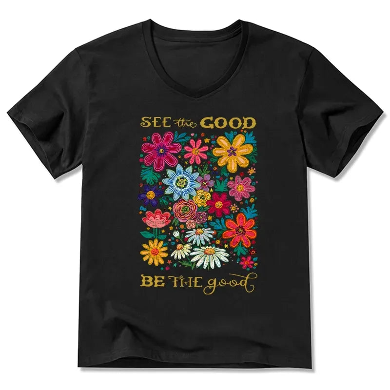 Vintage Ukiyo-e V-Neck Tee for Vacation