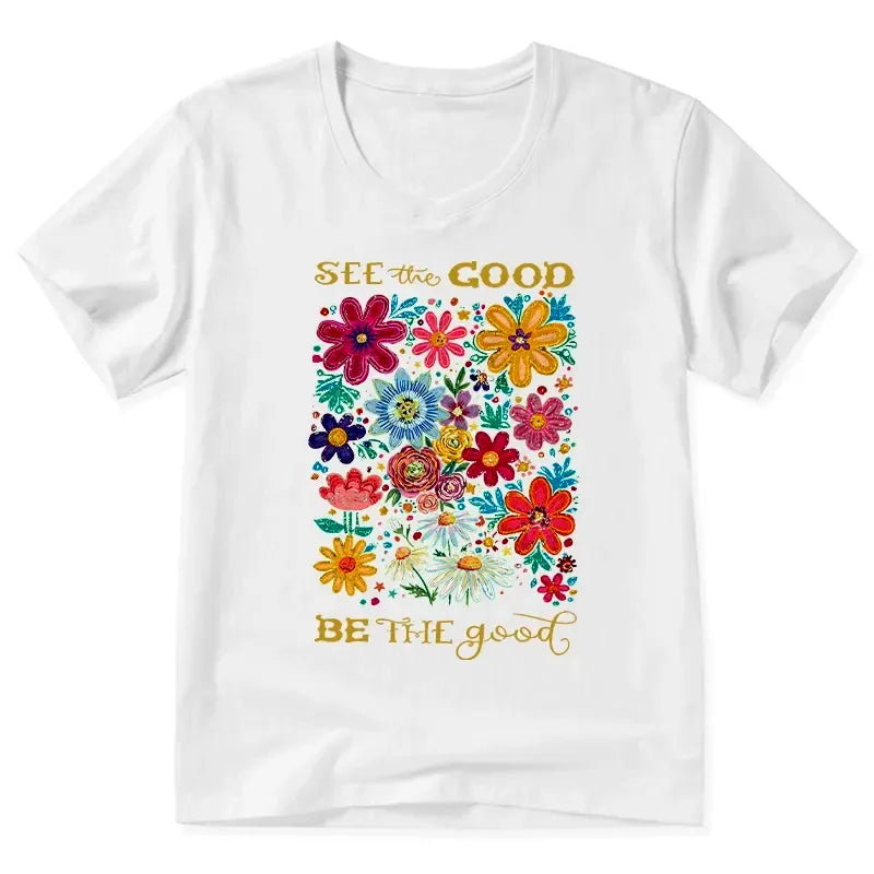 Kyoto-Lion Flower£ºSee The Good Be The Good V-Neck Classic T-Shirt