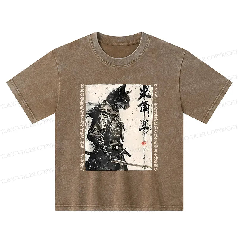 Japanese Cat Samurai Kids T-Shirt for Daily Wear