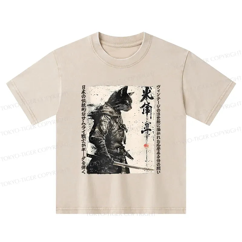 Japanese Cat Samurai Kids T-Shirt for Daily Wear