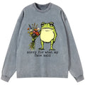 Kyoto-Lion Frog Sorry Mode Activated Washed Long Sleeve T-Shirt