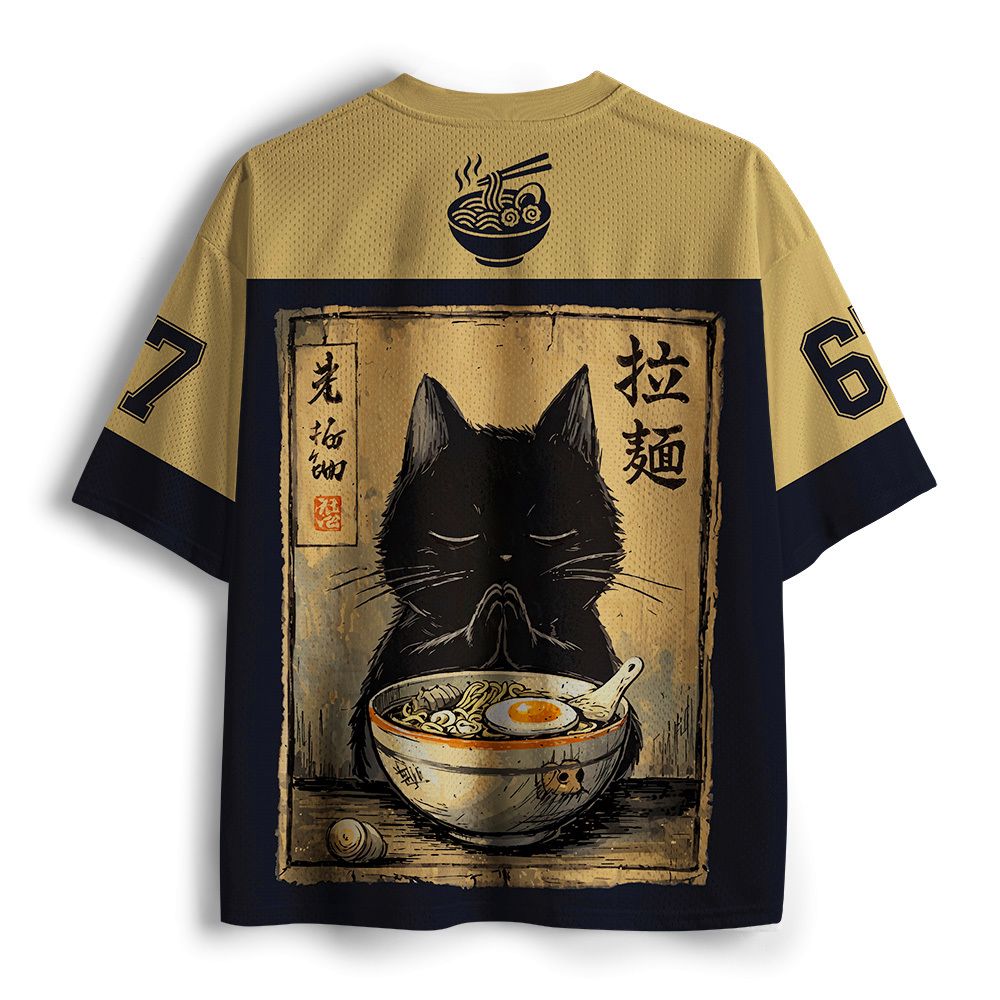 Kyoto Cat Ramen Unisex Mesh Jersey