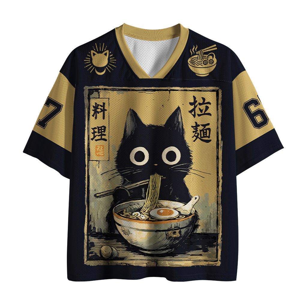 Kyoto Cat Ramen Unisex Mesh Jersey