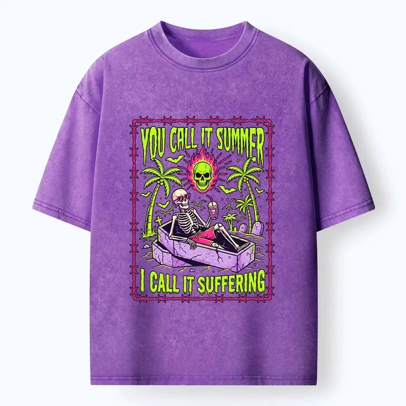 Japanese Neon Skull T-Shirt for Summer Vacation