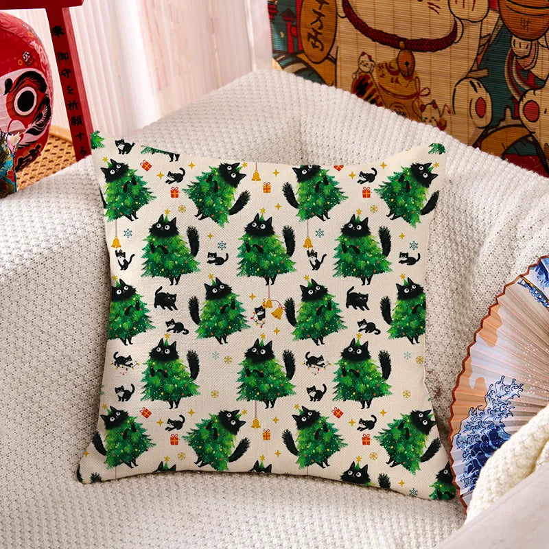 Kyoto-Lion Christmas Tree Cat Japan Cushion Pillow