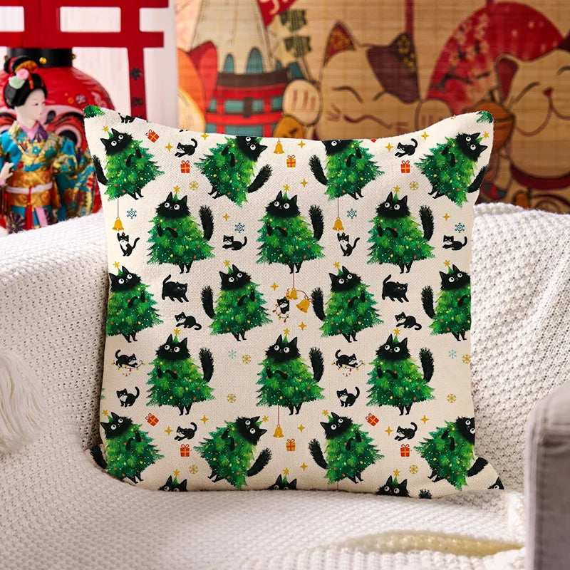 Kyoto-Lion Christmas Tree Cat Japan Cushion Pillow