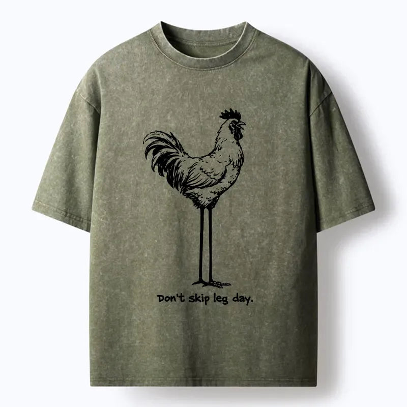 Kyoto-Lion Don't Skip Leg Day Washed T-Shirt