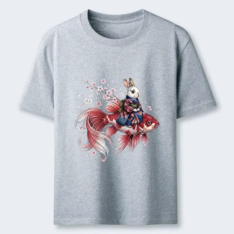 Kyoto-Lion Japanese Style Rabbit And Koi Fish Classic T-Shirt