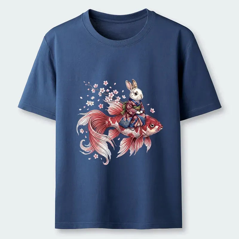 Japanese Style Rabbit Koi Tee Free Shipping