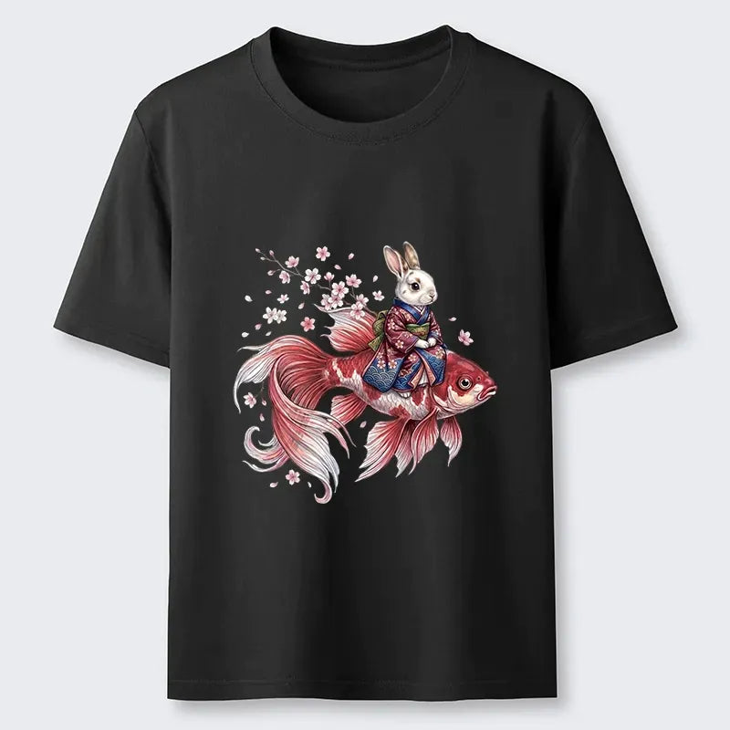 Japanese Style Rabbit Koi Tee Free Shipping