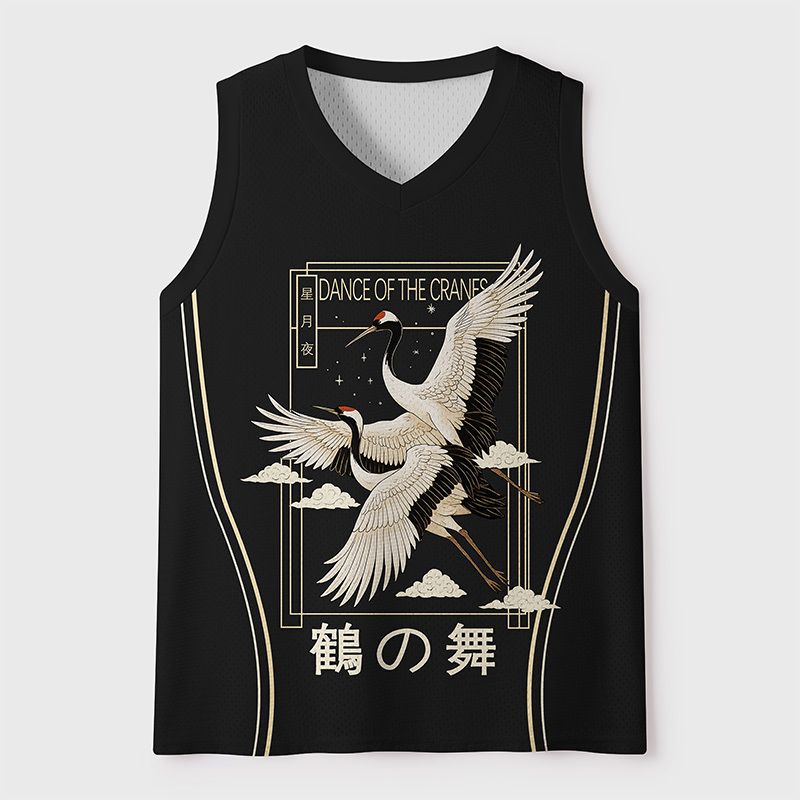 Graceful Cranes Mesh Tank Top for Streetwear
