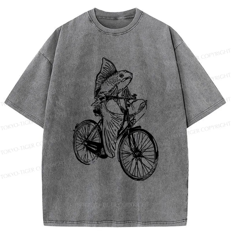 Japanese Vintage Fish Riding Bike Tee