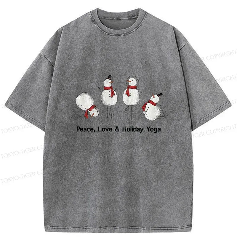 Funny Snowmen Doing Yoga Cotton Tee Gift Idea