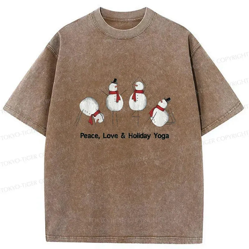 Kyoto-Lion Snowmen Doing Yoga Washed T-Shirt