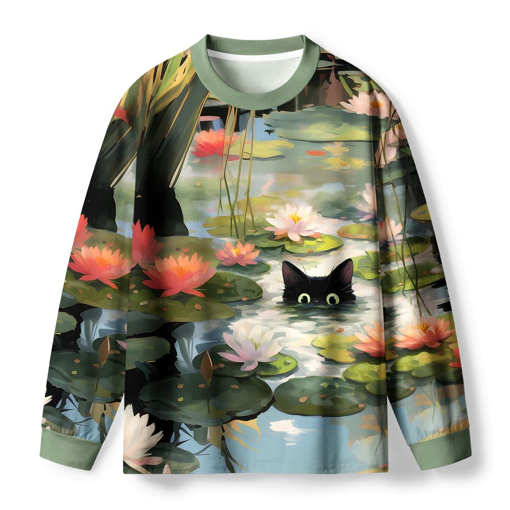 Kyoto-Lion Cats In The Lotus Pond Eco-Friendly Long Sleeve T-Shirt
