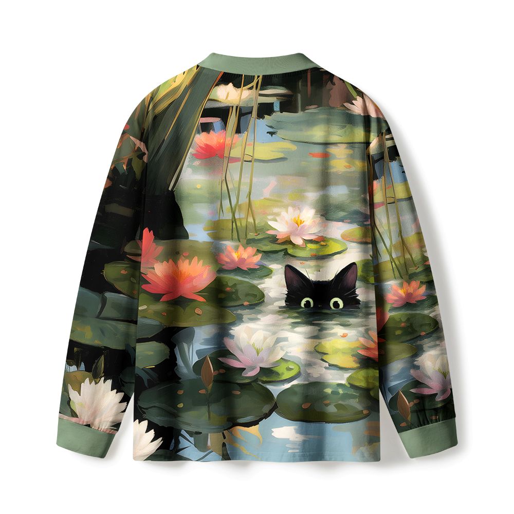 Kyoto-Lion Cats In The Lotus Pond Eco-Friendly Long Sleeve T-Shirt