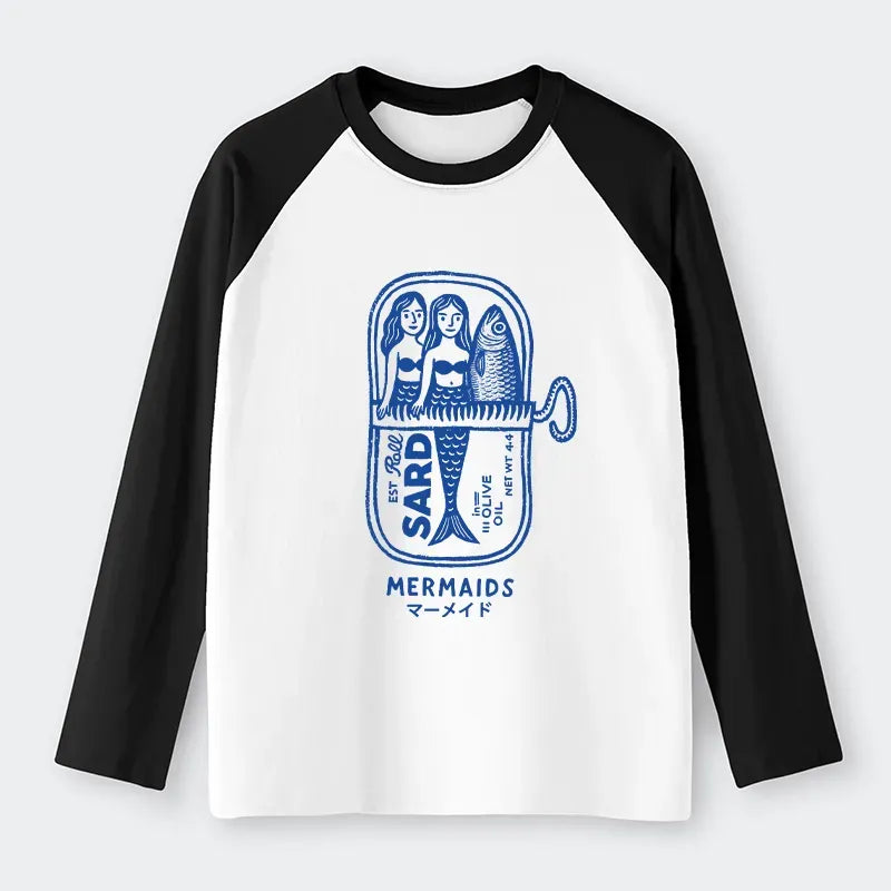 Kyoto-Lion Mermaid Can Raglan Long Sleeve T-shirt