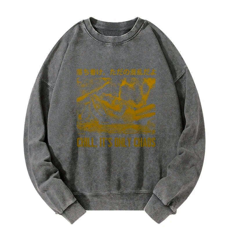 Kyoto-Lion Cool Frog Japanese Washed Sweatshirt