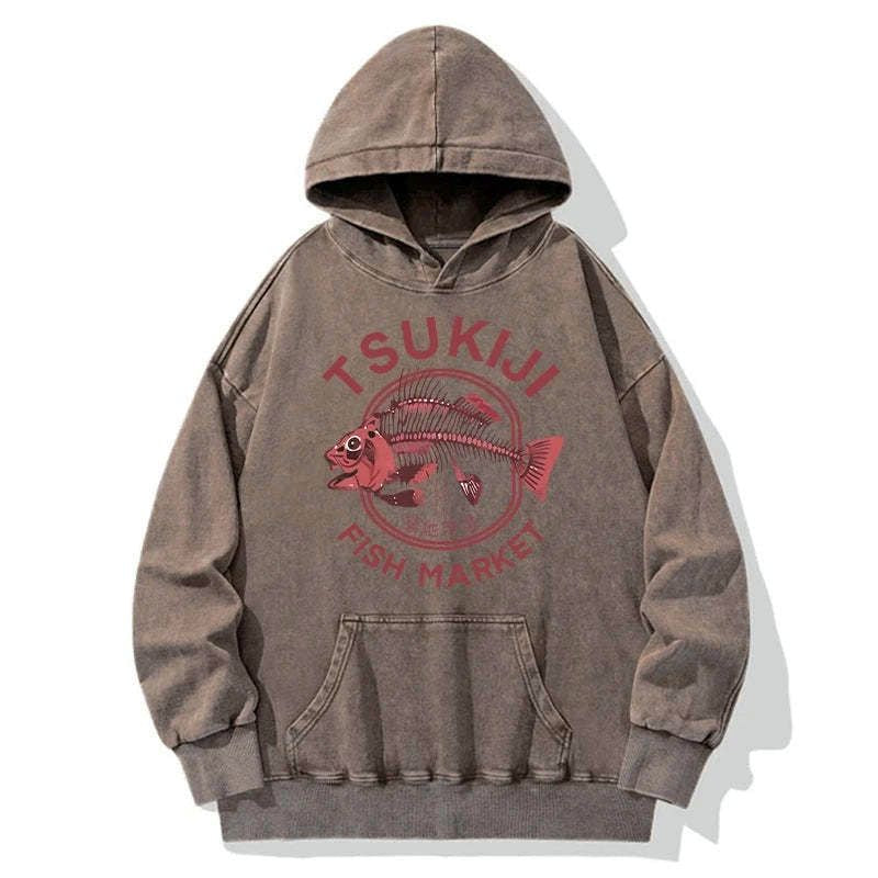 Kyoto-Lion Tokyo Tsukiji Fish Market Vintage Japan Washed Hoodie