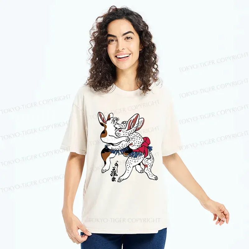 Kyoto lion rabbit wrestling tee