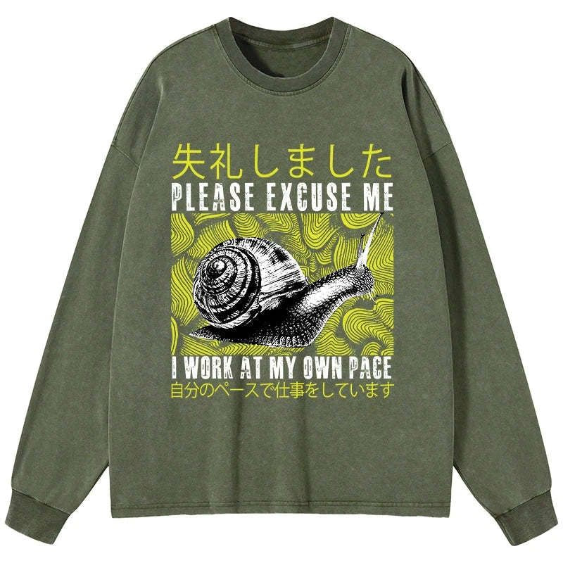 Kyoto-Lion Snails That Work According To Their Own Rules Washed Long Sleeve T-Shirt