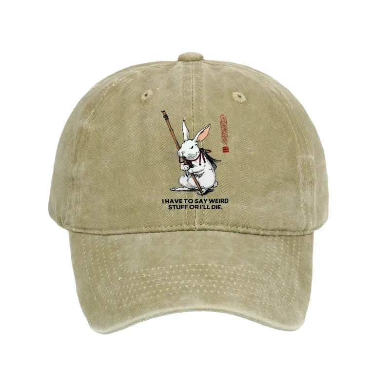 Kyoto-Lion Rabbit Gotta Say Weird Stuff Or Die Washed Cap