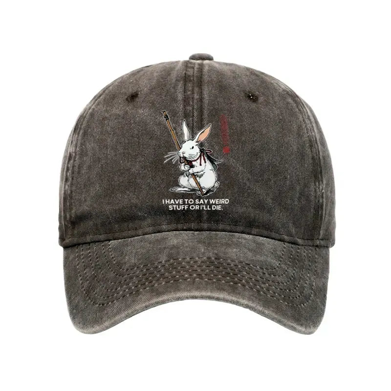 Kyoto-Lion Rabbit Gotta Say Weird Stuff Or Die Washed Cap