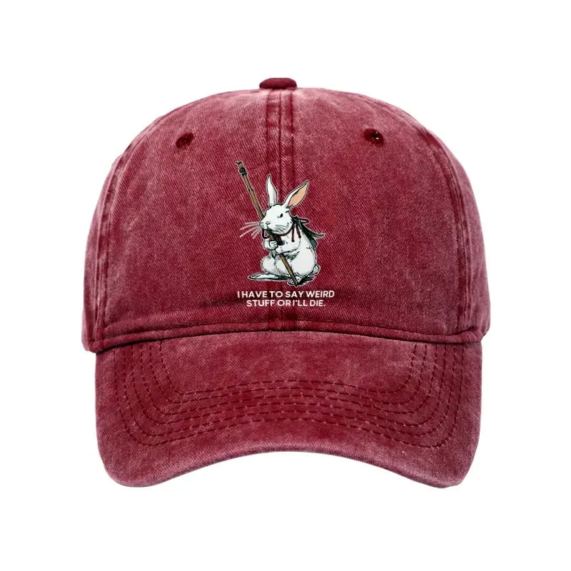 Kyoto-Lion Rabbit Gotta Say Weird Stuff Or Die Washed Cap