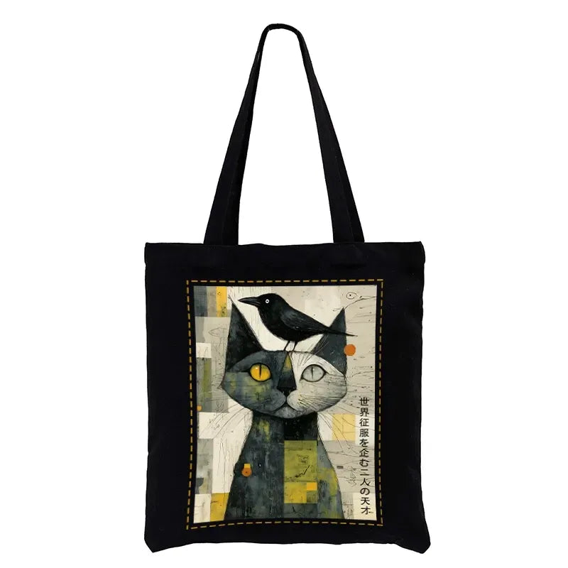 stylish Japanese cat tote bag for daily wear
