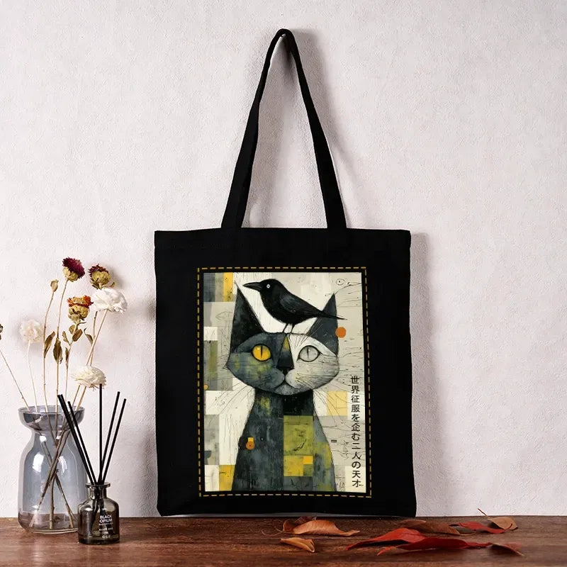 stylish Japanese cat tote bag for daily wear