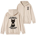 Kyoto-Lion Funny Cute Black Cat And Coffee Meme Washed Zip Hoodie