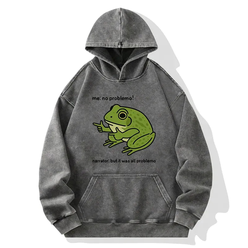 Kyoto-Lion Stupid Frog Meme Washed Hoodie