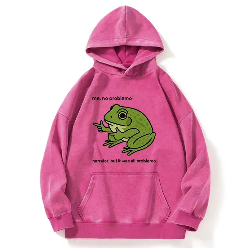 Kyoto-Lion Stupid Frog Meme Washed Hoodie