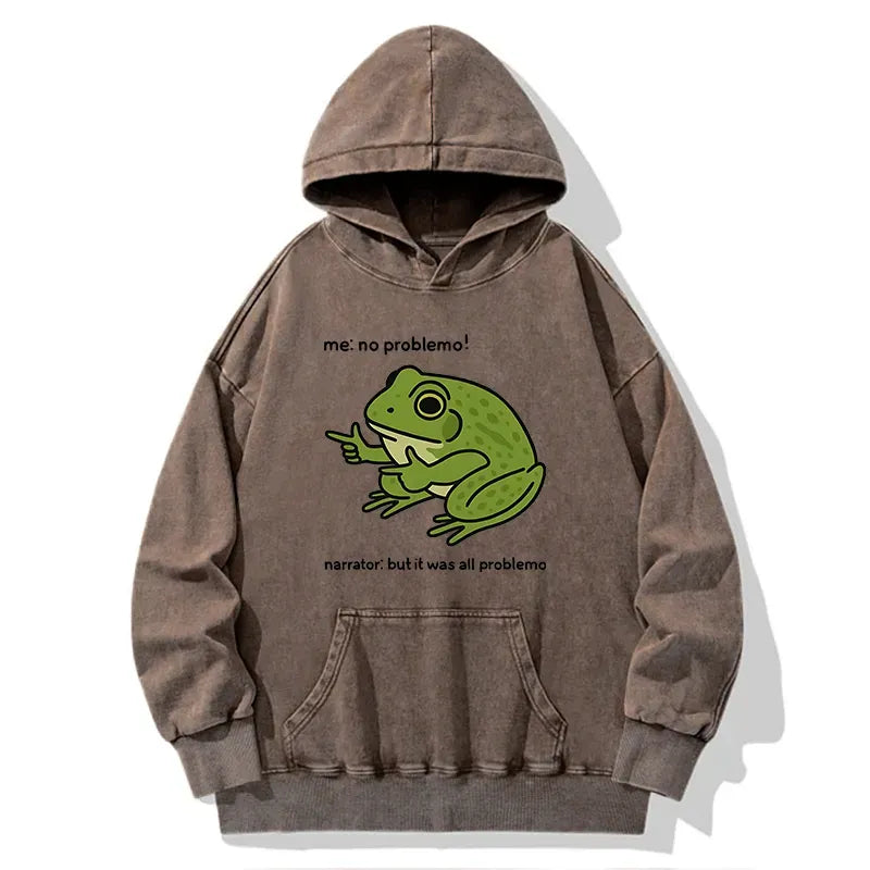 Kyoto-Lion Stupid Frog Meme Washed Hoodie