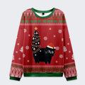 Japanese Christmas cat ugly sweatshirt gift idea
