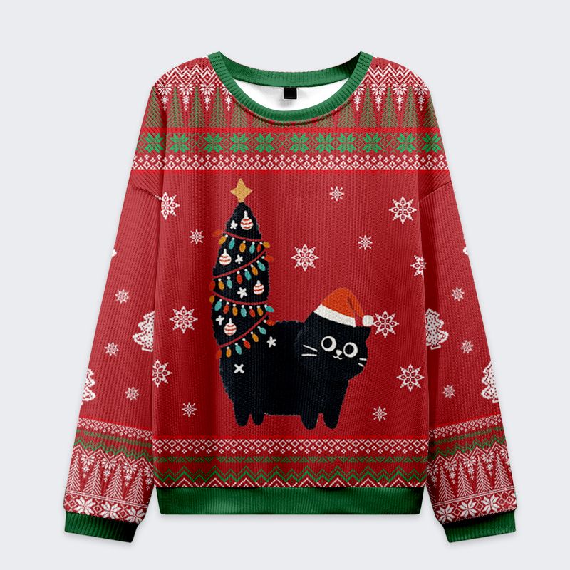 Japanese Christmas cat ugly sweatshirt gift idea